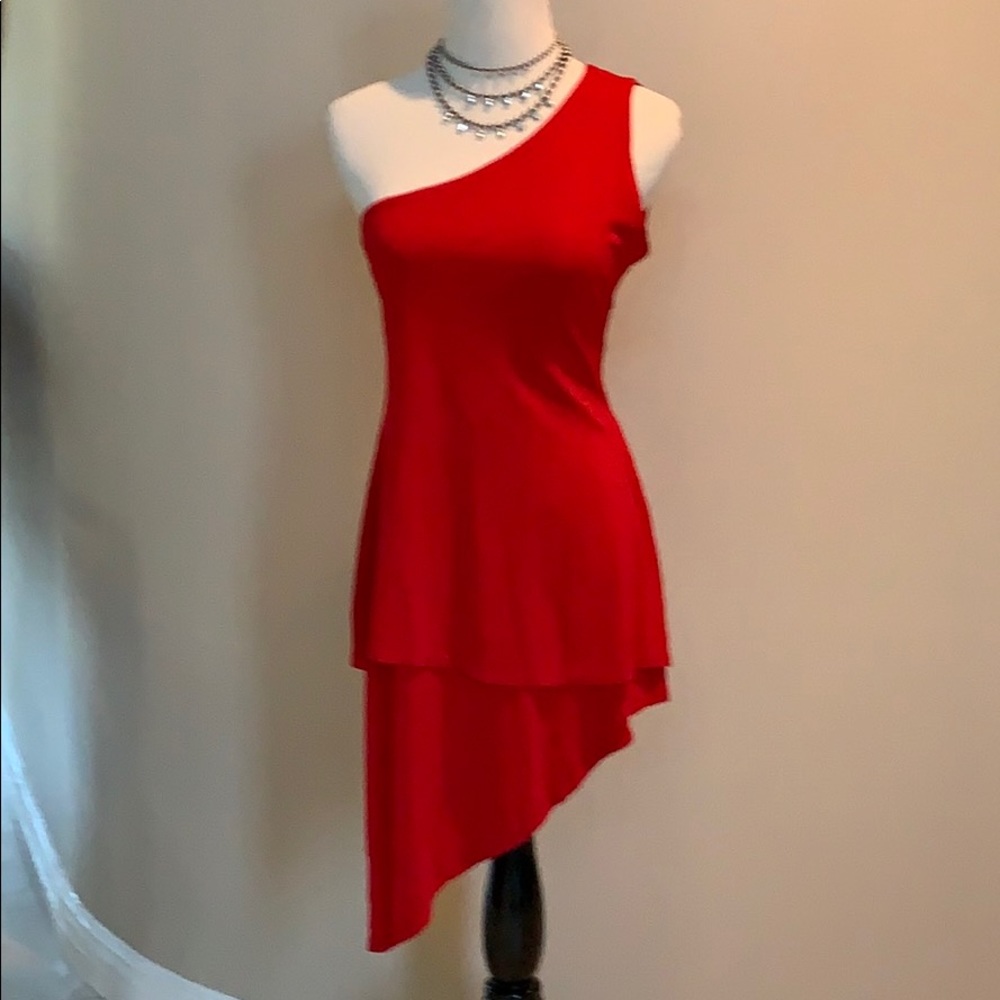 Samantha Chang Sexy Red Crepe Dress  6